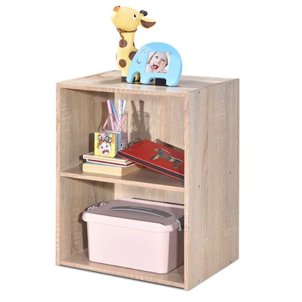 Bibliothèque Ouverte Multi-niveaux Autoportante Meuble de Rangement pour Chambre Salon en MDF, 42,2x29,4x53,5cm, Chêne