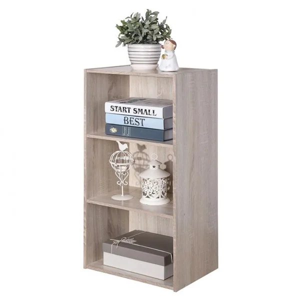 Bibliothèque Ouverte Multi-niveaux Autoportante Meuble de Rangement pour Chambre Salon en MDF, 42,2x29,4x53,5cm, Chêne