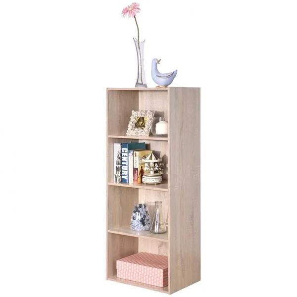 Bibliothèque Ouverte Multi-niveaux Autoportante Meuble de Rangement pour Chambre Salon en MDF, 42,2x29,4x53,5cm, Chêne