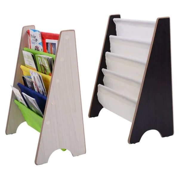 Bibliothèque pour Enfants 4 Compartiments Bibliothèque Porte-revues Etagère à Livres en Bois, 62x26x60cm, Naturel