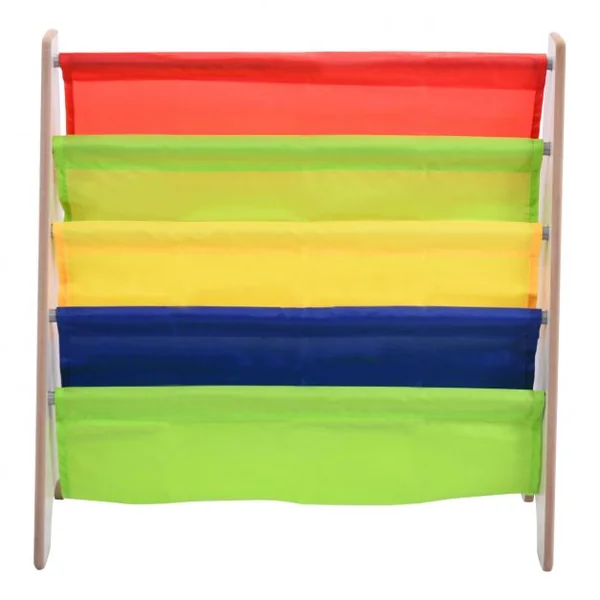 Bibliothèque pour Enfants 4 Compartiments Bibliothèque Porte-revues Etagère à Livres en Bois, 62x26x60cm, Naturel