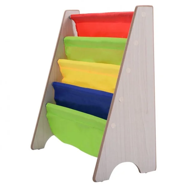 Bibliothèque pour Enfants 4 Compartiments Bibliothèque Porte-revues Etagère à Livres en Bois, 62x26x60cm, Naturel