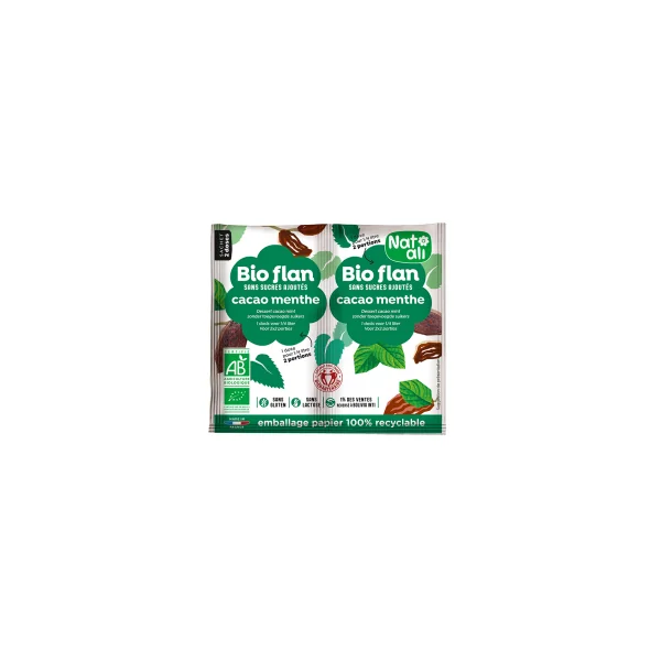Bioflan chocolat menthe bio sans sucre ajouté - 2 sachets de 5g