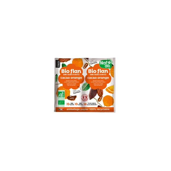 Bioflan chocolat orange bio sans sucre ajouté - 2 sachets de 5g
