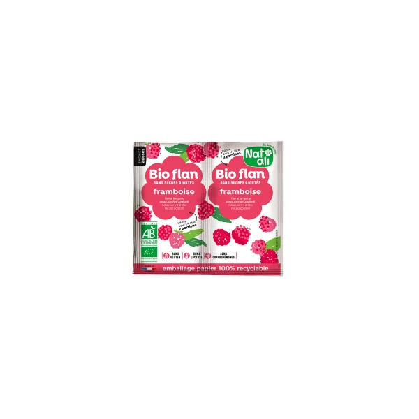 Bioflan framboise bio sans sucre ajouté - 2 sachets de 5g