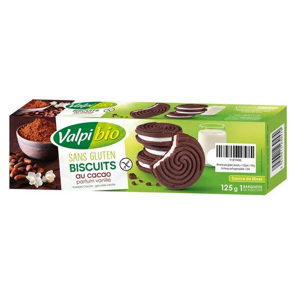 Biscuit cacao fourré vanille 125g
