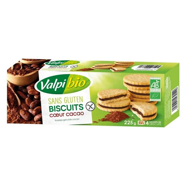 Biscuit fourré coeur cacao 225g