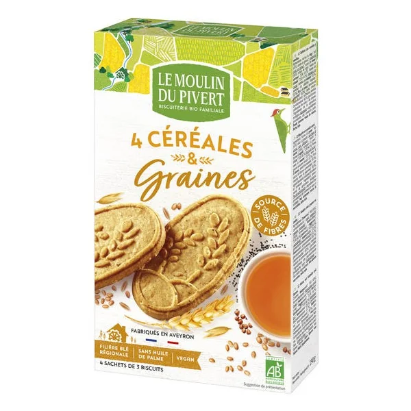 Biscuit petit déjeuner 4 céréales graines 190g