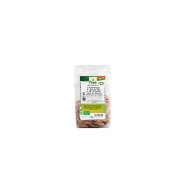 Biscuits apéritif Croki d'épeautre, oignons et olives bio - 150g