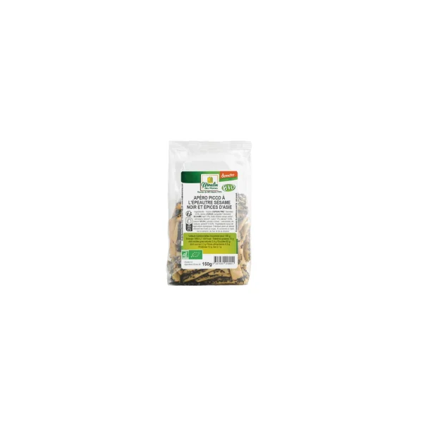 Biscuits apéritifs Picco au sésame noir et épices d'Asie bio - 150g