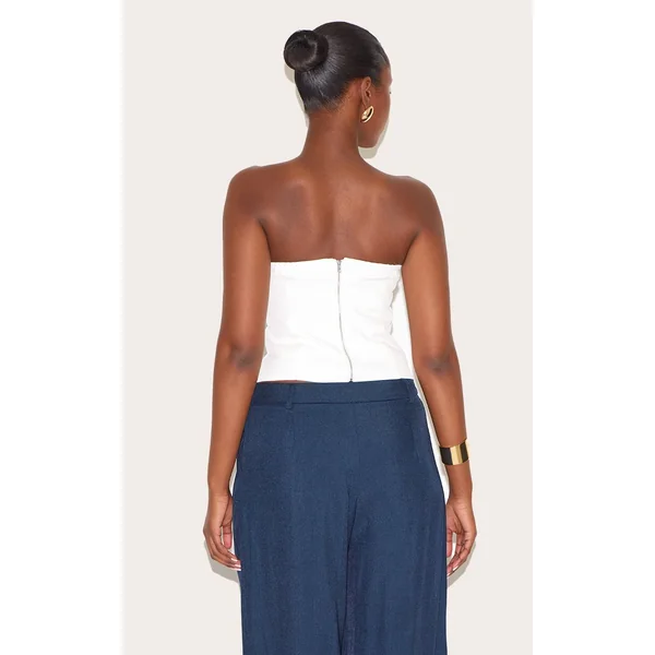 Blanc Corset Baleiné Tissé