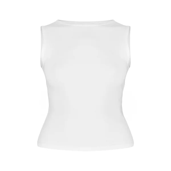 Blanc Débardeur Ajusté À Col Rond Contour