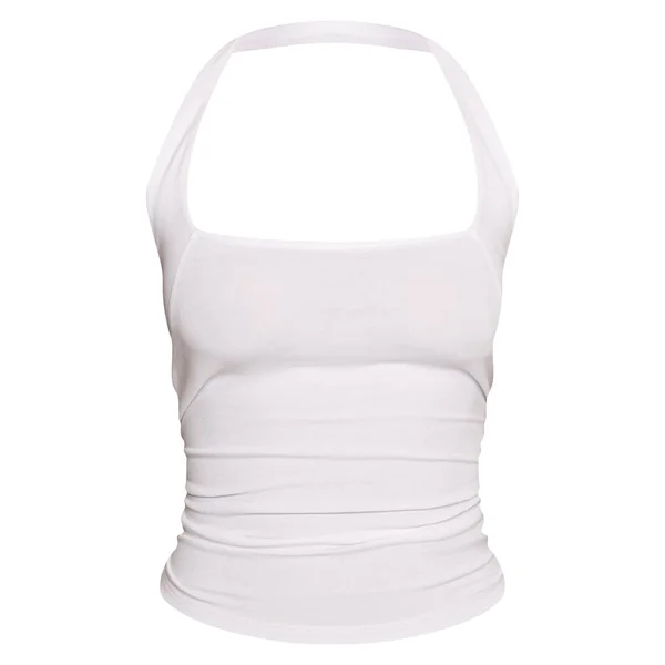 Blanc Débardeur Col Américain En Coton Doux