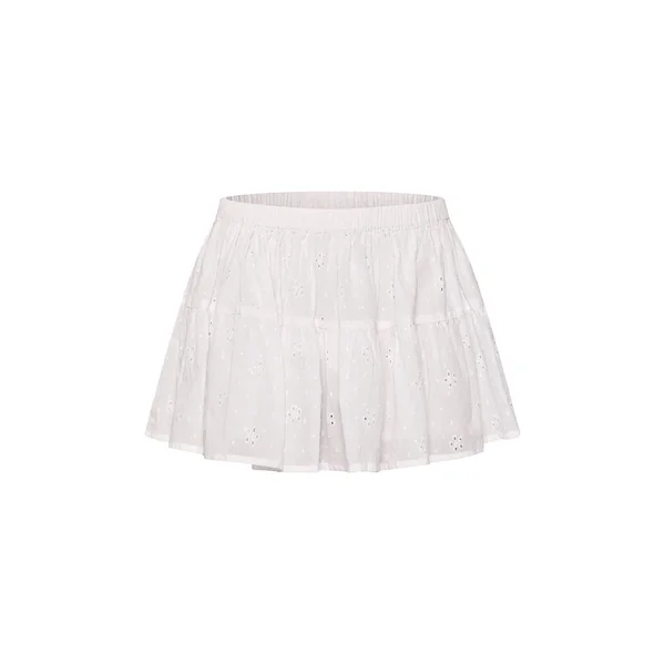 Blanc Ensemble Coordonné Jupe Mini Fluide En Broderie Anglaise