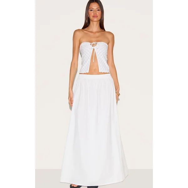 Blanc Haut Bandeau Ouvert En Crochet Texturé