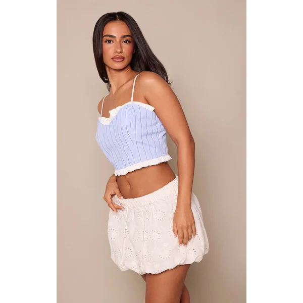 Blanc Mini Jupe Bouffante En Broderie Anglaise Petite