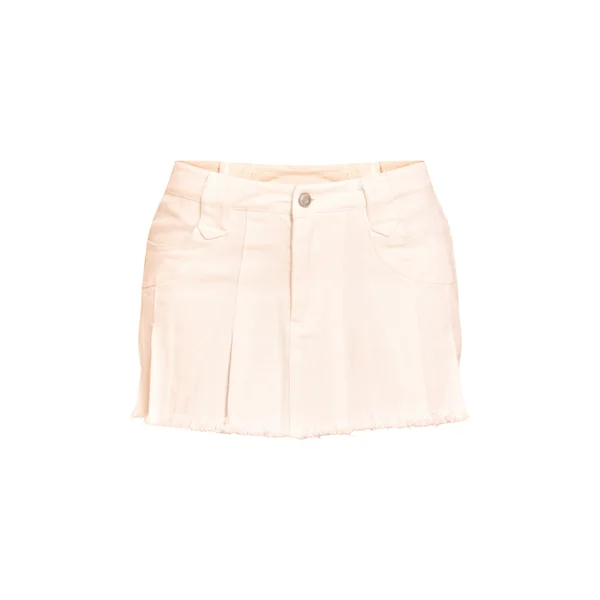Blanc Mini-jupe En Denim Plissée Taille Basse À Ourlet Effiloché