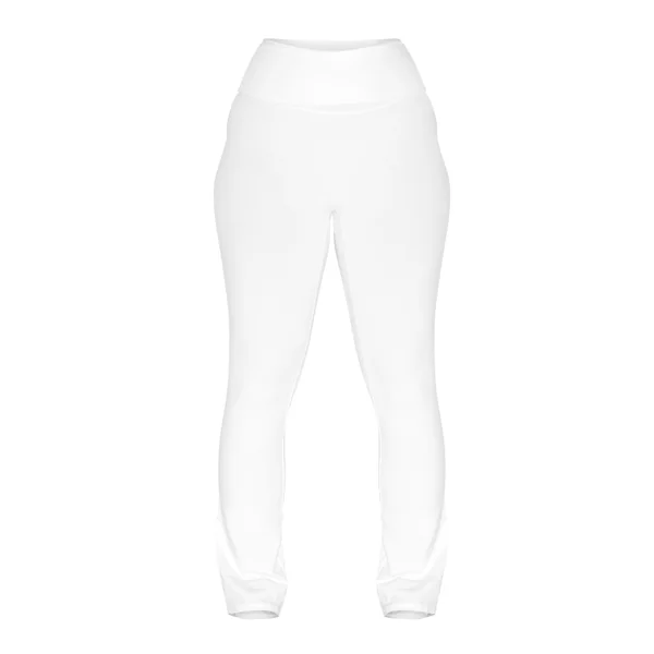 Blanc Pantalon Évasé Taille Haute Sculptant À Rabat Shape Stretch