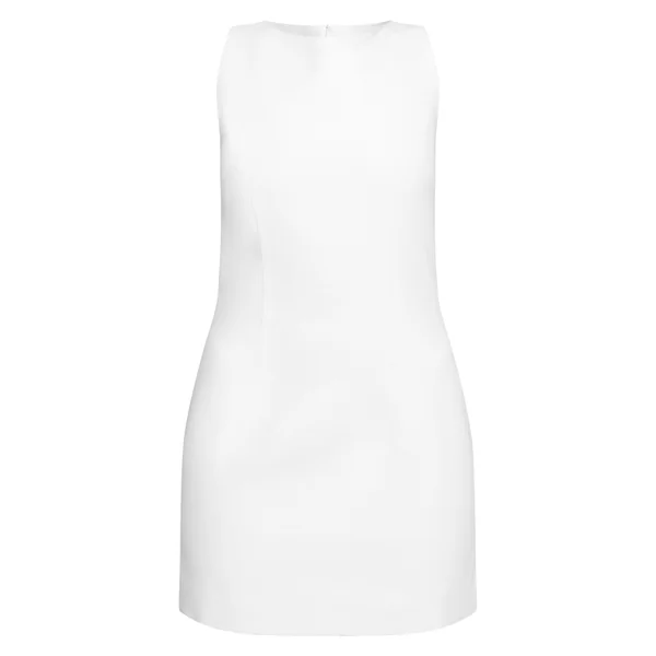 Blanc Robe Courte Tissée À Encolure Oblique