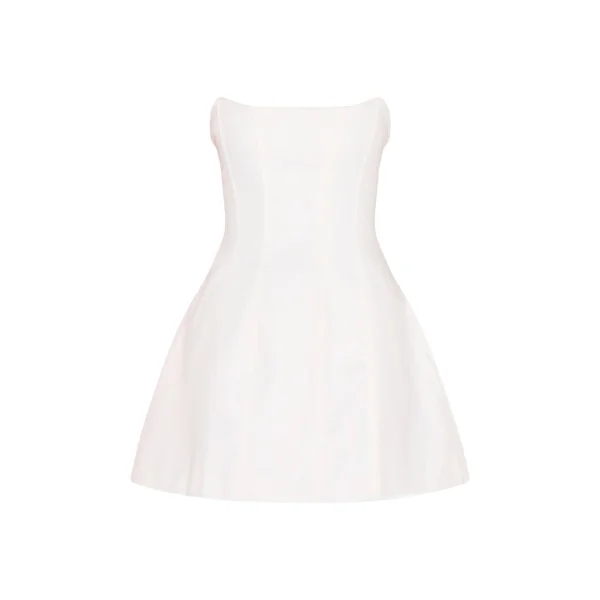 Blanc Robe Fourreau Premium En Tissu Tissé Avec Détails Bustier À Baleines