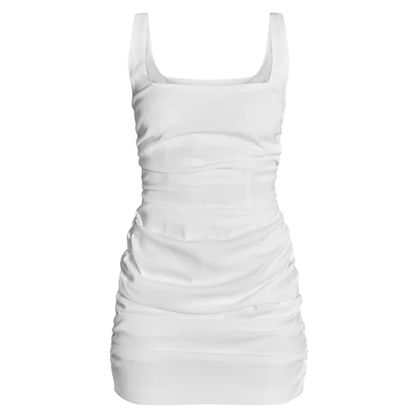 Blanc Robe Moulante Froncée En Tissu Tissé Premium