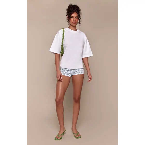 Blanc T-shirt Oversize En Coton Épais Avec Graphisme Bonjour