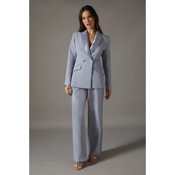 Blazer Ajusté à Revers Sergé