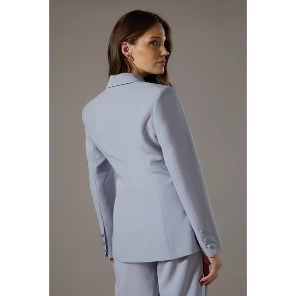 Blazer Ajusté à Revers Sergé