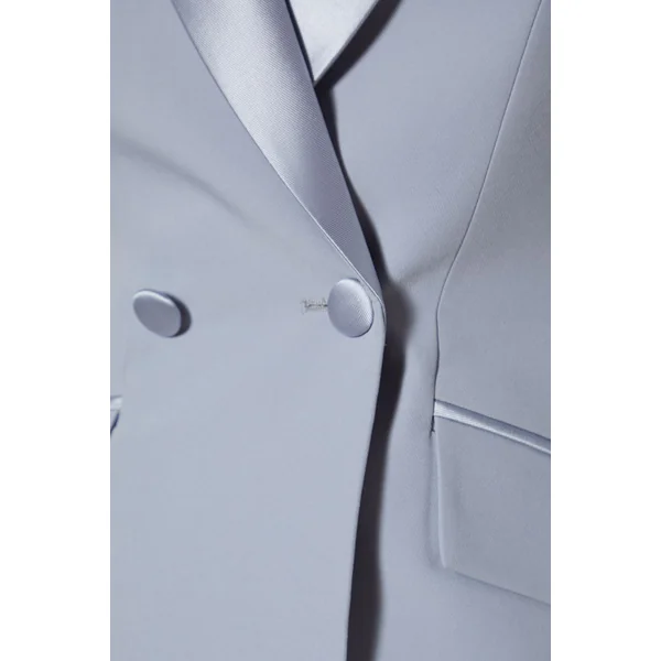 Blazer Ajusté à Revers Sergé