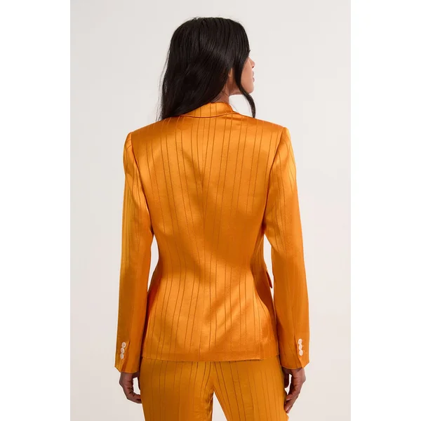 Blazer tailleur oversize pour petites en satin premium à fines rayures style smoking