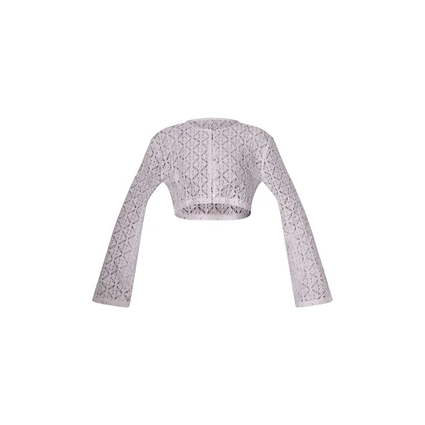 Bleu Cendré Pantalon Droit En Dentelle Ensemble Coordonné