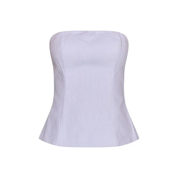 Bleu Ciel Haut Bandeau Long Premium En Lin Ensemble Coordonné
