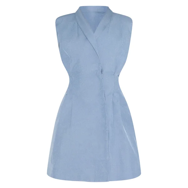 Bleu Ciel Robe Blazer Cintrée À La Taille Sans Manches Avec Croisillon Shape