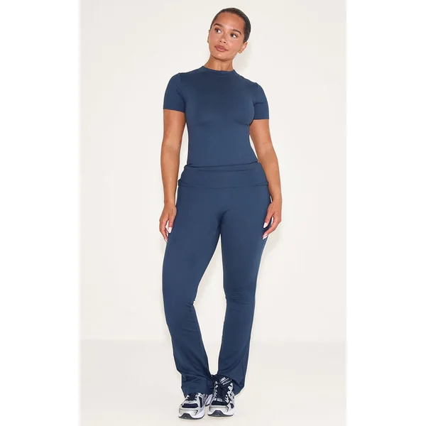 Bleu Marine Body Sculptant À Manches Courtes Shape