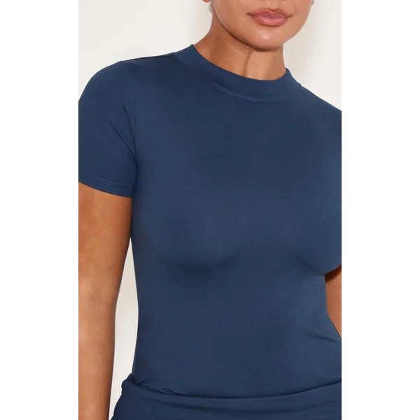 Bleu Marine Body Sculptant À Manches Courtes Shape