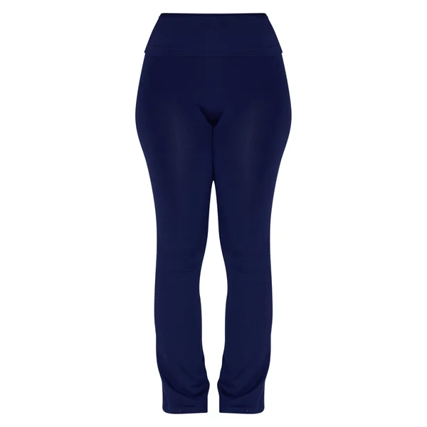 Bleu Marine Pantalon Évasé Taille Haute Sculptant À Rabat Shape Stretch