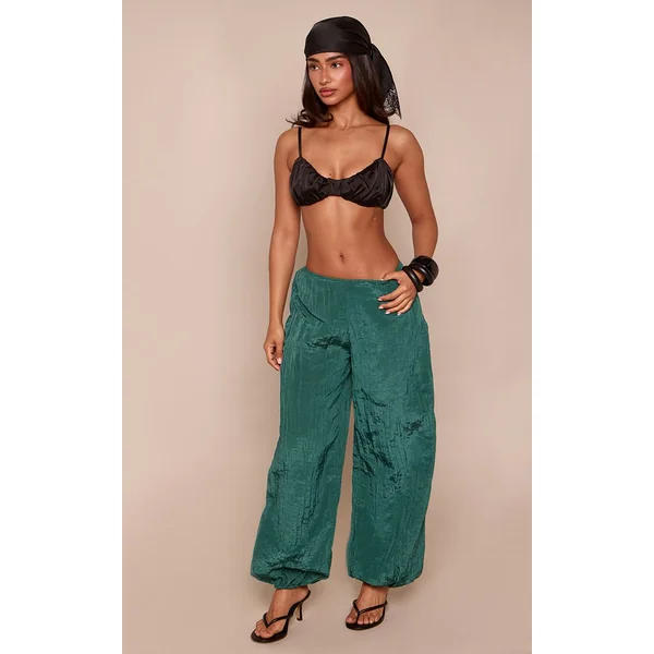 Bleu Sarcelle Pantalon Ballon À Ourlet Froncé Petite