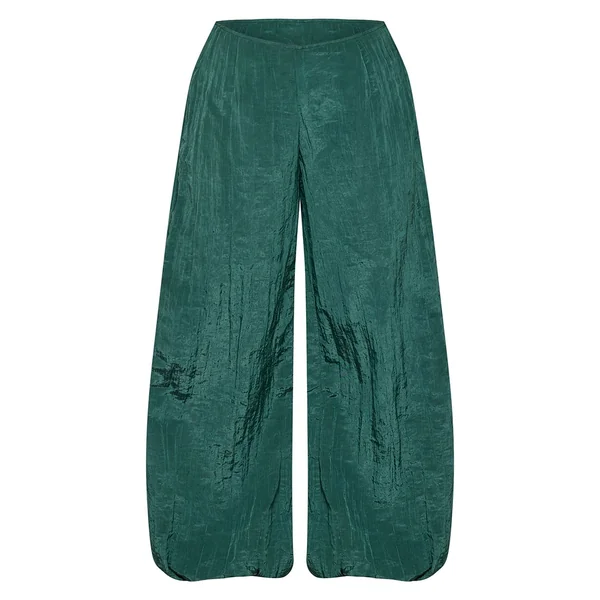 Bleu Sarcelle Pantalon Ballon À Ourlet Froncé Petite