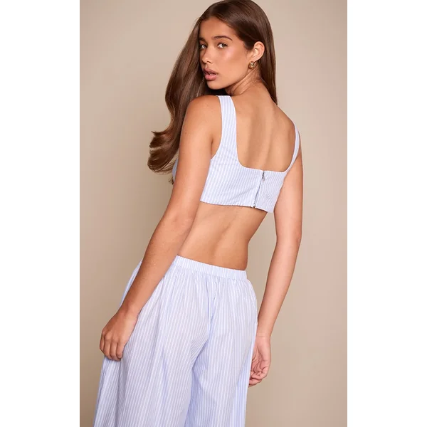 Bleu Top Bralette À Fines Rayures