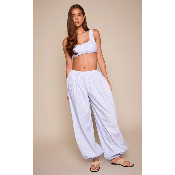 Bleu Top Bralette À Fines Rayures