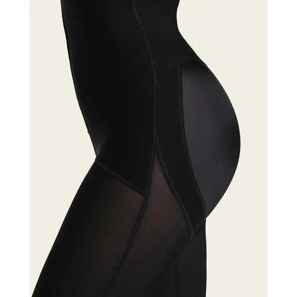Body amincissant mi-cuisses avec zip et crochets