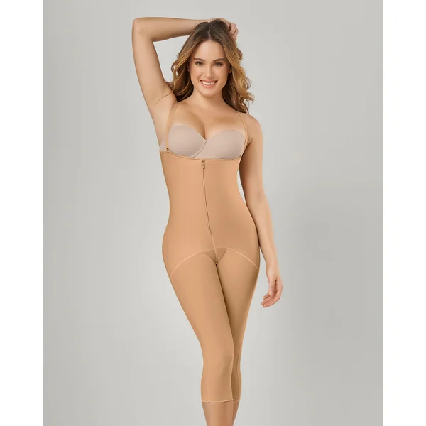 Body amincissant mi-cuisses avec zip et crochets