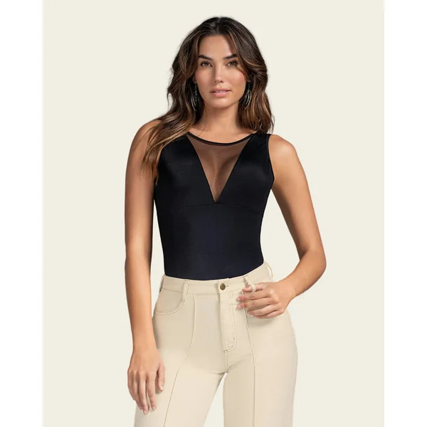 Body à maintien doux avec tulle au décolleté
