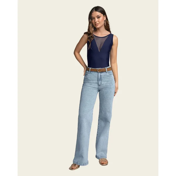 Body à maintien doux avec tulle au décolleté