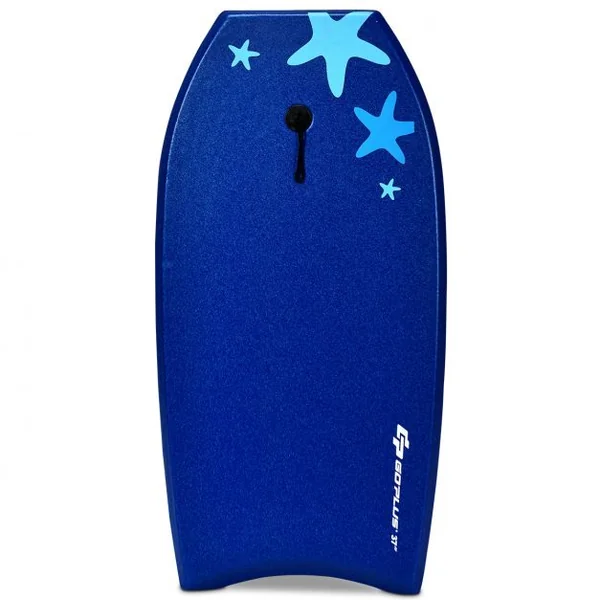 Bodyboard Planche de Surf avec Corde Capacité 60-95kg en XPE et HDPE, 105x51x6cm, Bleu et Blanc à Motif Étoile de Mer