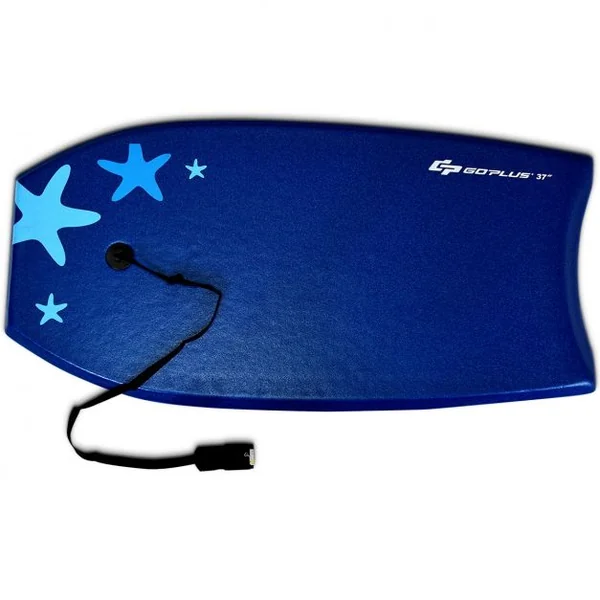 Bodyboard Planche de Surf avec Corde Capacité 60-95kg en XPE et HDPE, 105x51x6cm, Bleu et Blanc à Motif Étoile de Mer