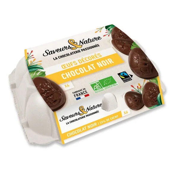 Boite oeufs chocolat noir (6) 90g