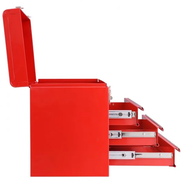 Boite à outils Coffre à 3 tiroirs Malette à outils complète pour bricolage mécanique réparation, 52x21,8x30cm, Rouge