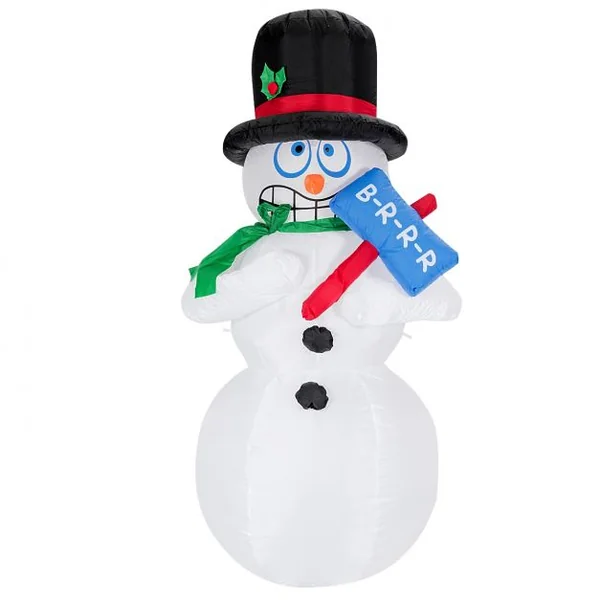 Bonhomme de Neige Gonflable Décoratif 180 Cm avec Lumière Led avec Ventilateur en Tissu Polyester Imperméable Blanc