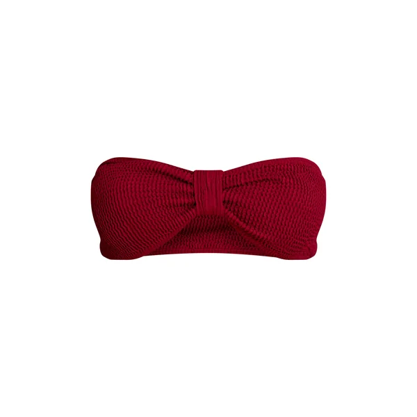 Bordeaux Haut De Bikini Bandeau Plissé À Nœud Frontal